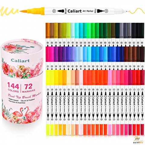 72 Colors Dual Tip Brush Markers - Non toxic & Acid Free Art Markers