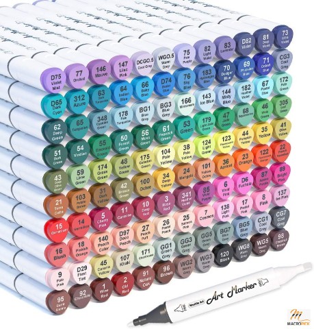 121 Colors Dual Tip Alcohol Based Art Markers | 120 Colors plus 1 Blender Permanent Marker 1 Marker Pad with Case