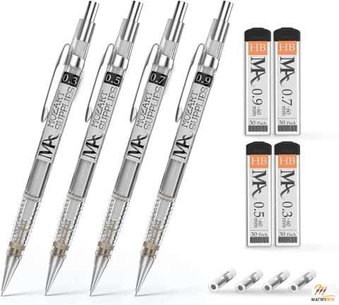 Mechanical Pencil Set with Lead & Refills |30 HB Lead refills each & 4 Eraser Refills