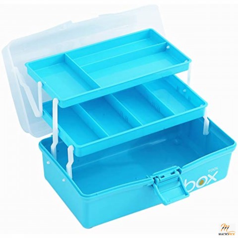 Three-Layer Clear Plastic Storage Box - Multi-Use Storage Organizer Box - 12 Inches