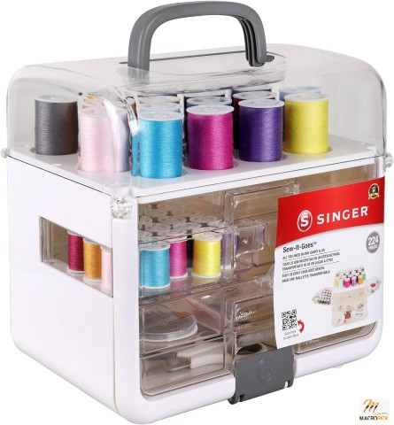 224 Piece Portable Sewing Storage System - Sewing Kit & Craft Organizer