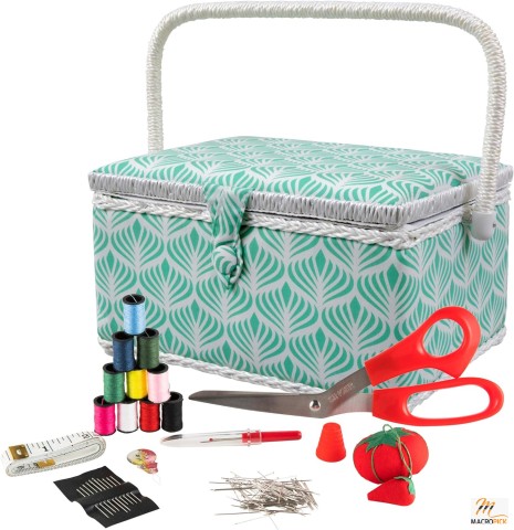 Sewing Basket with Sewing Kit