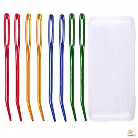 8-Pcs Large Yarn Needle with Curved Tip for Sewing Available in Multiple Colors