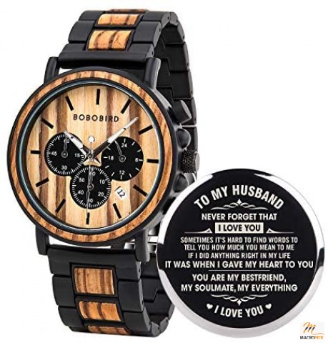 Mens Personalized Engraved Wooden Watch