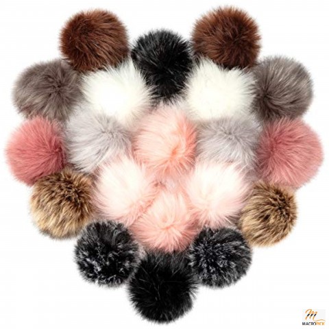 20 Pcs-Pompom Fluffy Balls with a elastic loop on the top for decorating your hats!