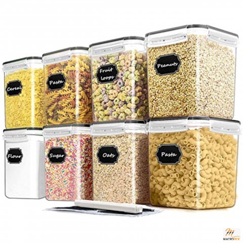 8-Pcs Food Storage Boxes for Dry Food Like Flour Sugar Cereal and Pantry Storage