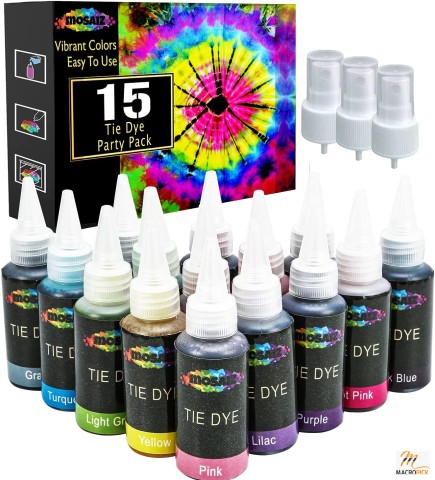 15 Colors Tie Dye Kit - Vibrants Colors Easy To Use - For Creative Activities and DIY for Kids and Adults