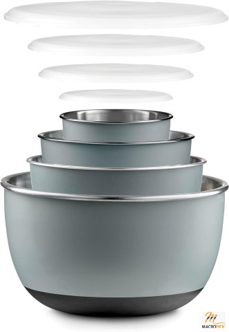 Stainless Steel Mixing Bowls - Double Wall Nesting Bowls with Airtight Lids - Set of 4