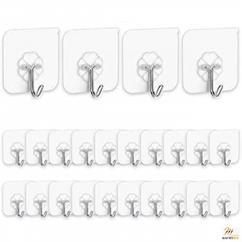 24 Packs Adhesive Hooks Kitchen Wall Hooks