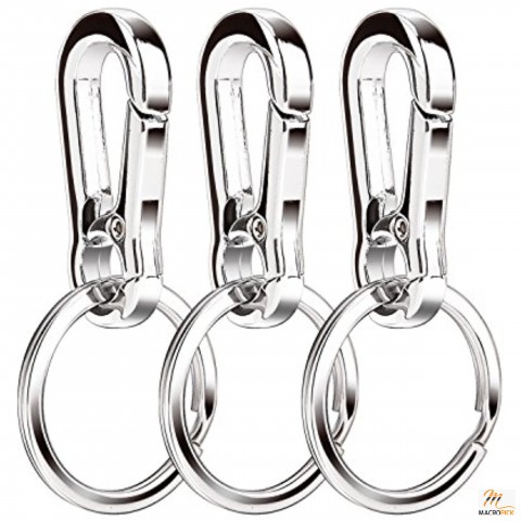 Metal Carabiner Clip Keyring Keychain Key Ring Chain Holder Organizer for Car/Key Finder, 3 Pack