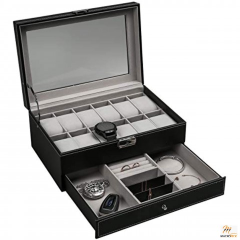 Multipurpose Lockable Watch Box Made-up of Premium Quality PU Leather & Velvet for Men & Women