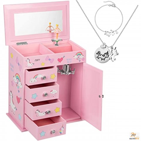 Adjustable Upgraded Jewelry Organizer Box for Girls with 5 Different Sections