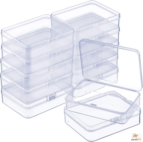 12 Pack Clear Storage Containers Box with Hinged Lid - Suitable For Organizing Small Items