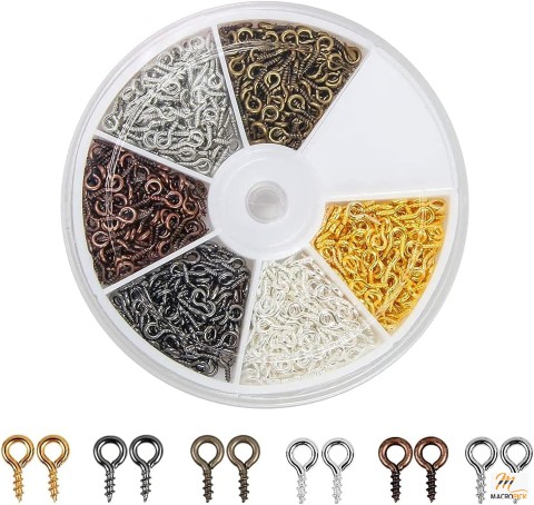 6 Colors Small Screw Eye Pins  - 600-1200Pcs - Eye Screws for Jewelry Making