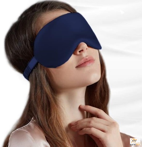 Pure Silk Sleep Mask with Covered Straps, Ear Plugs, Pocket Bag - Weighted Sleep Mask for Women and Men - Blue