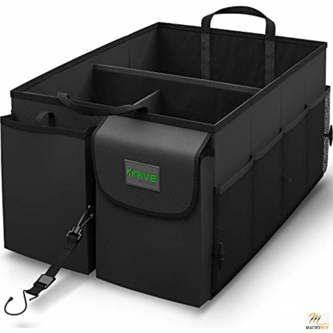 Trunk Organizers and Storage-Collapsible Multi-Compartment Car Organizer w/ Adjustable Straps