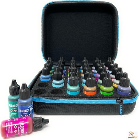 Portable Alcohol Ink Storage Case for 30 Bottles - Ideal for travel and hobby paint storage. (Ink not Included)