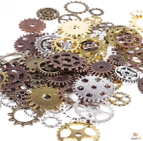 Antique Metal 100 Gram DIY Assorted Color Steampunk Gears Charms Pendant Clock Watch Wheel Gear