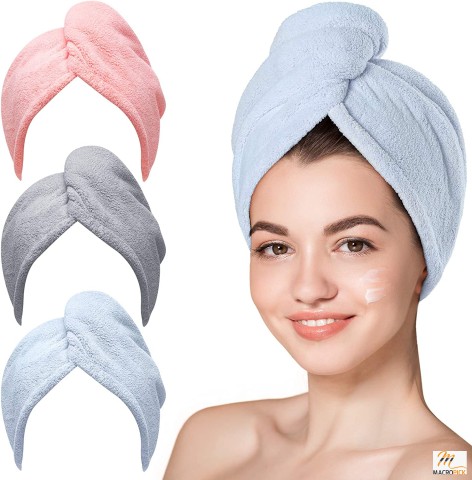 3 Packs Hair Turbans,Microfiber Wrap Towel For Women