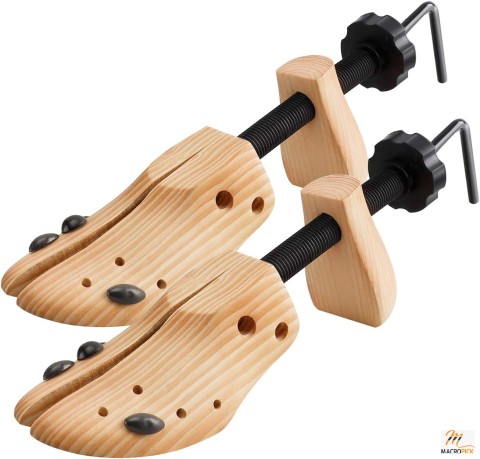 Pair of Wooden Shoe Stretcher | Adjustable Wood Shaper Set of 2 Stretches Large Size for Men and Women