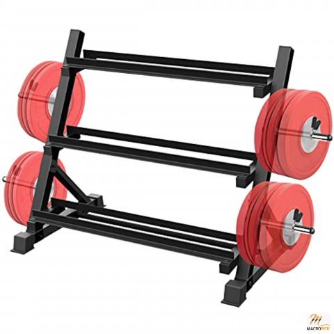 3-Tier 38'' Width Dumbbell Barbell Weight Rack, 1300 lbs Weight Capacity Storage Stand with Reinforced Tube for Home Gym