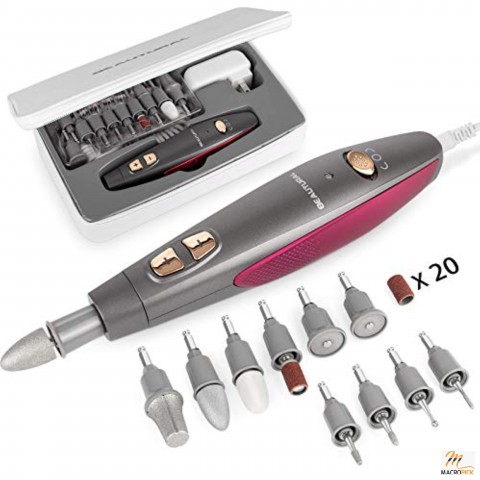 Professional Manicure and Pedicure Kit, 10-piece Attachments and 20 Sanding Bands