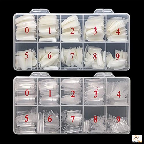 1000PCS Artificial False Nails Half Tips & Box for DIY Nail Art