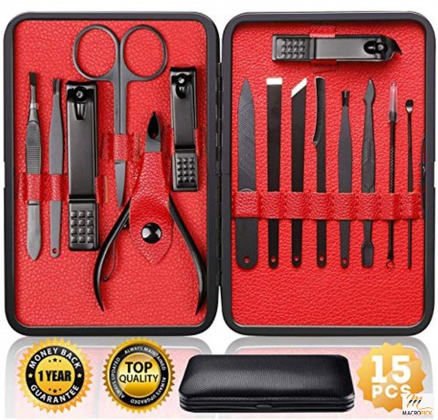 Steel Nail Cutter Pedicure Kit Nail File Sharp Nail Scissors and Clipper Manicure Pedicure Kit Fingernails & Toenails with Portable stylish case