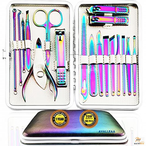 18 Pieces Stainless Steel Manicure Kit Professional Grooming Care Tools with Luxurious Case