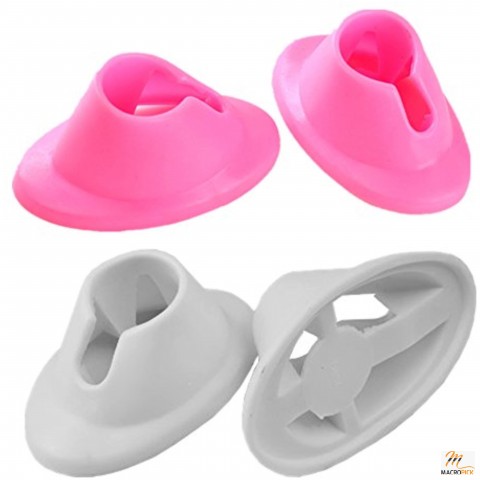 4pcs White and Pink Soft Rubber Nail Polish Bottle Holder