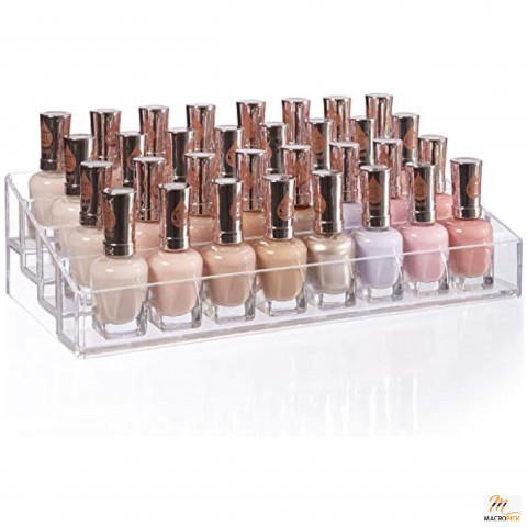 Clear Plastic Multi-Level Nail Polish Organizer | Holds up to 40 Bottles