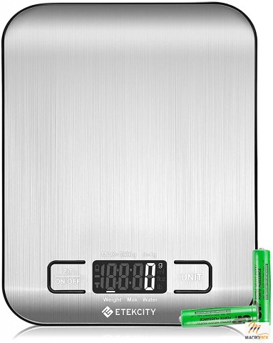Food Kitchen Scale, Digital Grams and Ounces for Weight Loss, Baking, Cooking, Keto and Meal Prep, Medium, 304 Stainless Steel