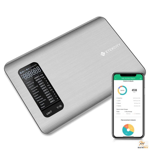 Digital Kitchen Scale: Smart Nutrition App, 19 Facts Tracking, 11lb Capacity, Stainless Steel - Perfect for Cooking, Portion Control