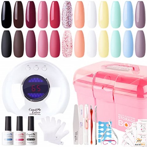 Gel Nail Polish Kit with 36W Lamp- Winter Spring Nail Art Accessories Free Storage Box Starter Gift