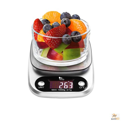 Multifunction Kitchen Scale: 22 lbs/10kg Capacity, Back-lit LCD Display, Tare Function - Ideal for Cooking, Baking, Diets