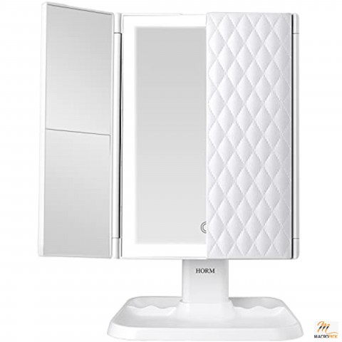 Makeup Mirror Vanity Mirror with Lights- 3 Color Lighting Modes 72 LED Trifold Mirror