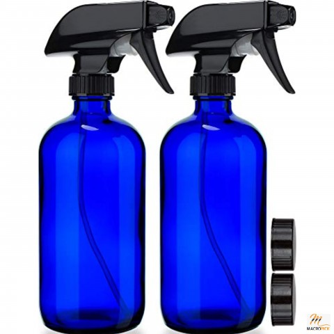 Empty Blue Glass Spray Bottles (2 Pack)