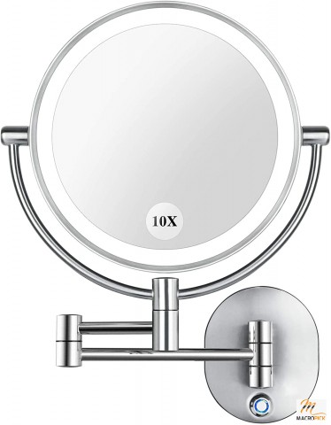 Vanity Mirror 8.5" LED Double Sided Swivel Wall Mount Makeup Mirror with 10x Magnification