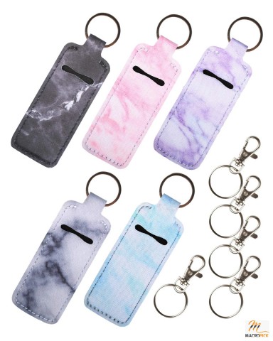 Chapstick Holder Keychain, Clip-on Chapsticks Travel Accessories Marble (5pcs-marble)