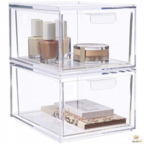 Set of 2 Audrey Stackable Cosmetic Organizer Drawers