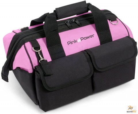 16” Tool Bag for Women with 22 Storage Pockets and Shoulder Strap - Collapsible Wide Mouth Tool Storage Bag