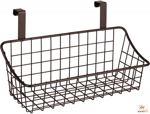 Grid Storage Basket, Over The Cabinet, Steel Wire Organization Color | Bronze