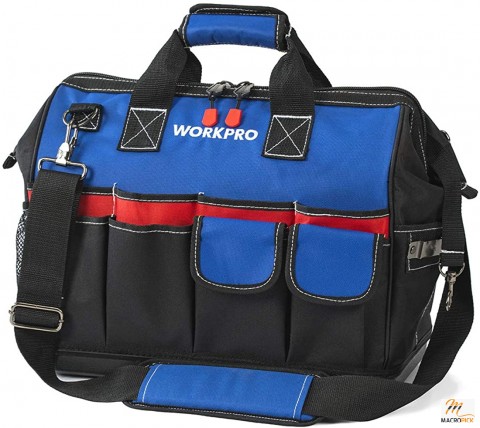 18-inch Tool Storage Bag With Adjustable Shoulder Strap - Wide Mouth Tool Organizer Bag