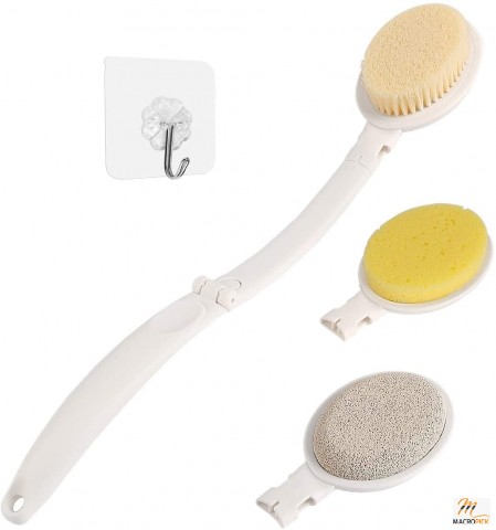 3 in 1 Back Bath Brush Set, 19" Long Handle Body Brush