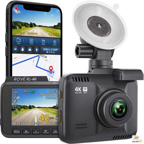 4K Dash Cam with Built-in WiFi and GPS: UHD 2160P, 2.4" IPS Screen, 150° Wide Angle, WDR, Night Vision - Reliable Car Dashboard Camera Recorder
