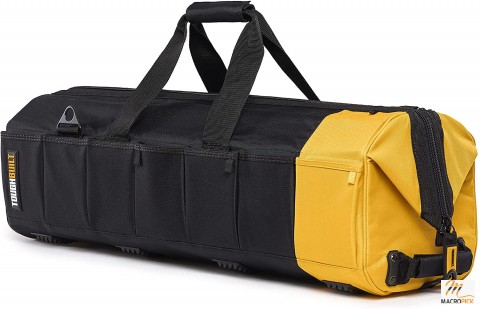 30" Massive Mouth Tool Bag - 65 Pockets & Loops, Padded Shoulder Strap, Heavy-duty Steel Reinforced Handles