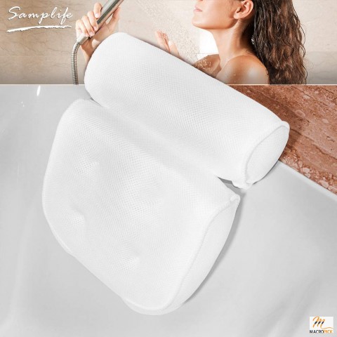 Spa Bathtub Cushion Head,Neck,Shoulder and Back Support Rest with 4 Non-Slip Strong Suction Cup