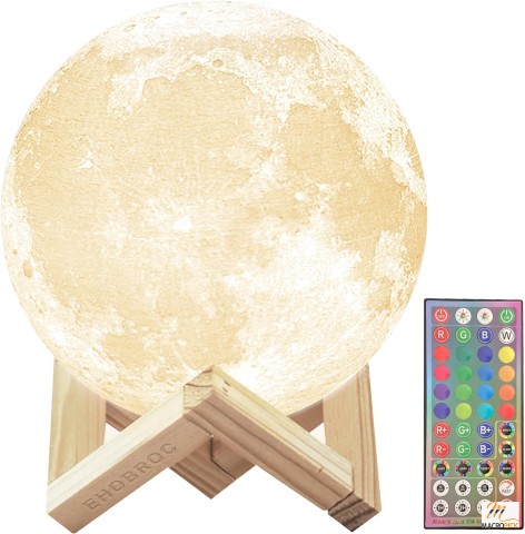 Moon Lamp (5.9") w/ 128 Colors! Touch/Remote, Romantic & Fun Gift (Kids, Adults, All!)