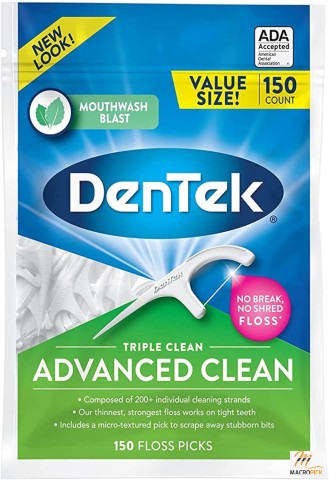 DenTek Triple Clean Floss Picks - Break-Proof, Shred-Proof Floss - 150 Count