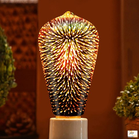 Galaxy Bulb,4W LED Decorative Edison Bulbs with 3D Fireworks Effect Fit for E26 E27 Base